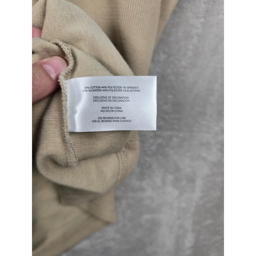 Banana Republic Textured Double Knit Crew Mens Large Beige Long Sleeve Shirt